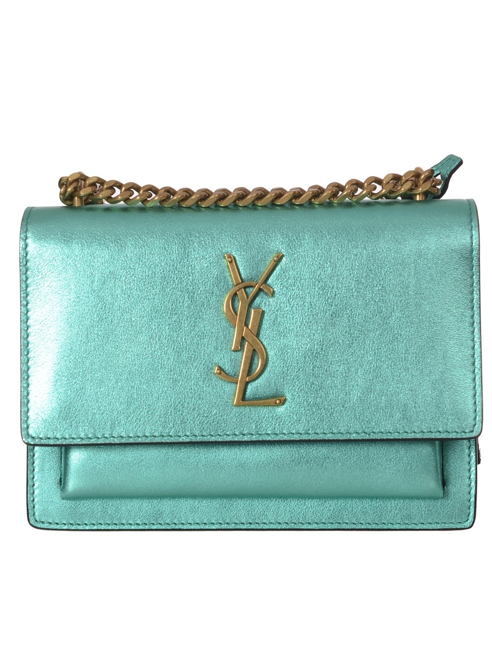 ♥️Saint Laurent Classic Paris Sunset Green Leather Crossbody bag. ♥️  Compact cr